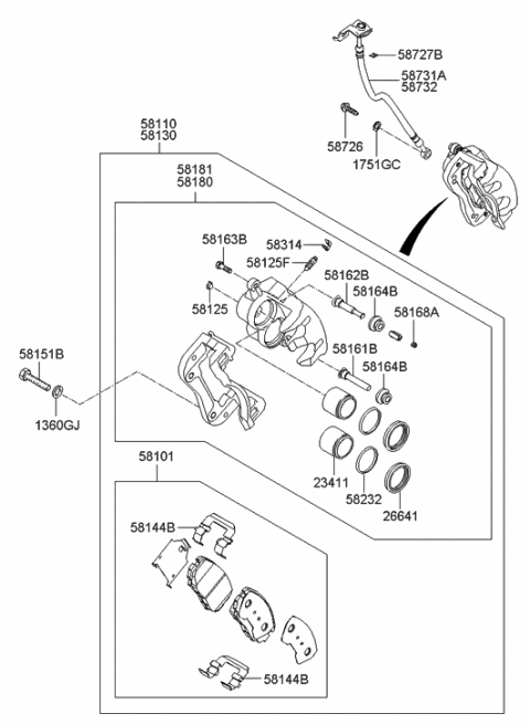 2020 Hyundai Venue  Hose-Brake Front, RH Diagram for 587322B000