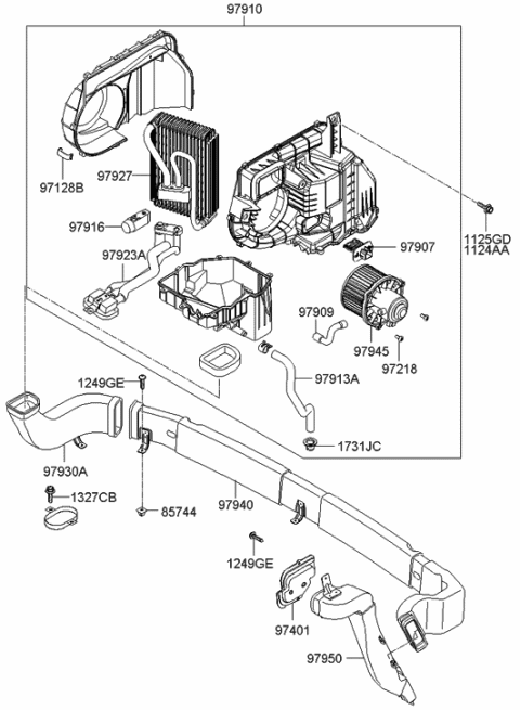 2020 Hyundai Venue  Duct Assembly-Rear A/C, LH "NO.2" Diagram for 979502B001