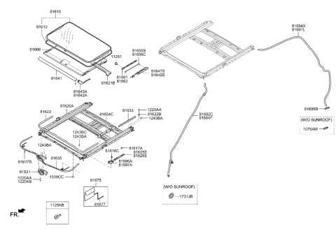 2020 Hyundai Veloster N  Seal-Tape Sunroof, Front Diagram for 816323J000