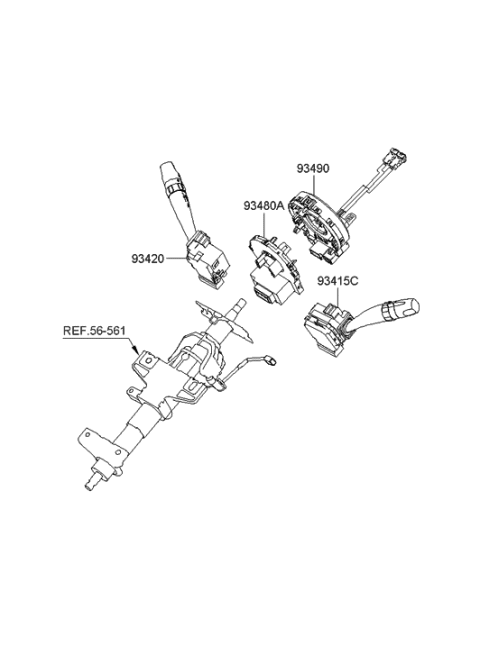 2020 Hyundai Venue Switch Assembly-Lighting & Turn Signal Diagram for 934102B000WK