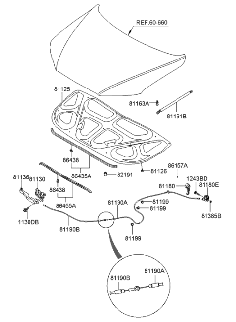 2020 Hyundai Veloster N  Strip Assembly Front -Hood Diagram for 864552B000