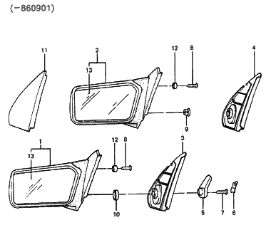 2019 Hyundai Tucson  Mirror & Holder-Outside Rear, RH Diagram for 8760821B00