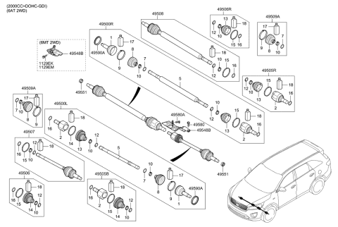 2022 Hyundai Venue  Joint Kit-Front Axle Differential Side, LH Diagram for 49535D7710