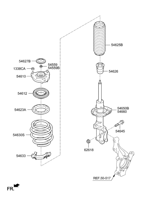 2021 Hyundai Tucson  Strut Assembly, Front, Left Diagram for 54651D3000