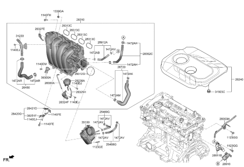 2021 Hyundai Tucson  Body Assembly-Throttle Diagram for 351002E000