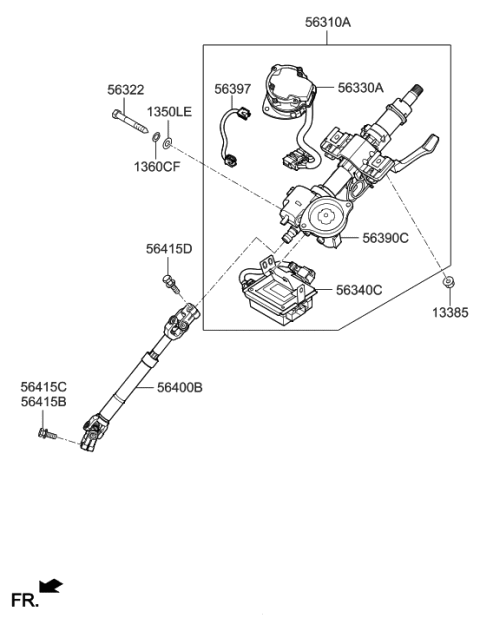 2020 Hyundai Sonata Hybrid  Column Assembly-Steering Diagram for 56310D3000