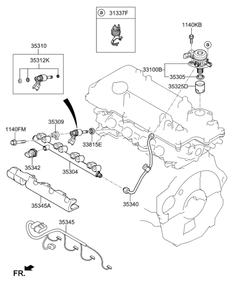 2021 Hyundai Tucson  Fuel Tube Assembly Diagram for 353052B000
