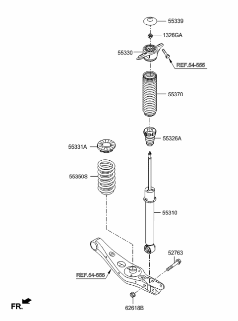 2021 Hyundai Tucson  Rear Shock Absorber Assembly Diagram for 55311D3120