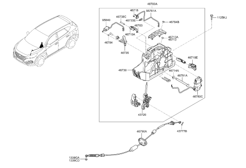 2014 Hyundai Santa Fe Sport  Lever-Gear Shift Diagram for 46710D3000
