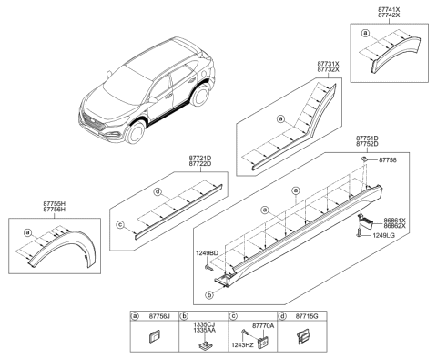 2022 Hyundai Venue Moulding Assembly-Side Sill, LH Diagram for 87751D3000