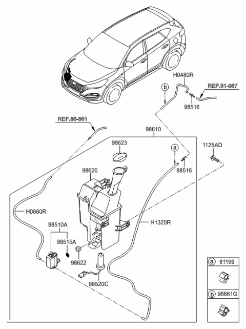 2021 Hyundai Tucson  Windshield Washer Reservoir Assembly Diagram for 98620D3100