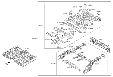 2021 Hyundai Tucson Reinforcement Assembly-Rear Floor Front Diagram for 65627D3000