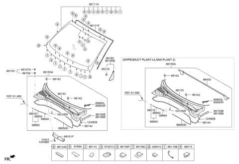 2022 Hyundai Venue  Cover Assembly-Cowl Top Diagram for 86150D3000