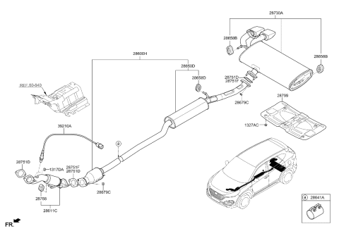 2020 Hyundai Sonata Hybrid  Rear Muffler Assembly Diagram for 28710D3070