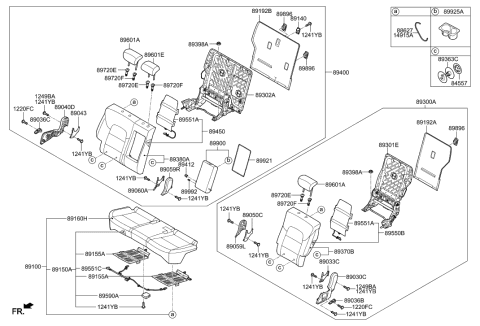 2022 Hyundai Venue  Cover-2ND Cushion Inner Inside, RH Diagram for 89299D3000TRY