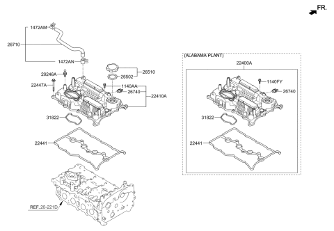 2020 Hyundai Sonata Hybrid  Cover Assembly-Rocker Diagram for 224102E210