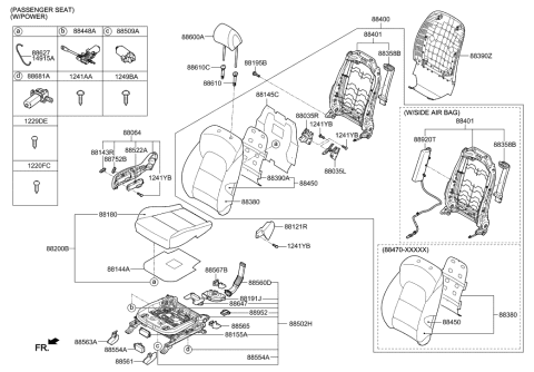 2020 Hyundai Sonata Hybrid Front Seat Cushion Cover, Right Diagram for 88260D3000T8G