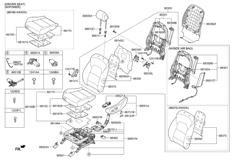 2014 Hyundai Santa Fe Sport  LUMBAR Assembly-Front Seat Back, LH Diagram for 88380D3000