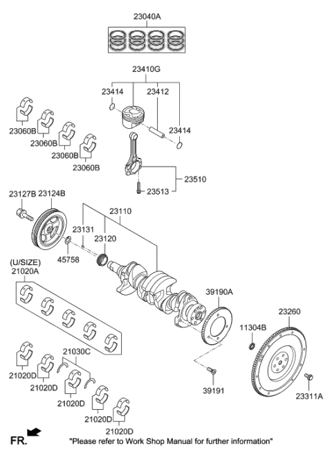 2021 Hyundai Tucson  Bearing Pair Set-Connecting Rod Diagram for 230602E015