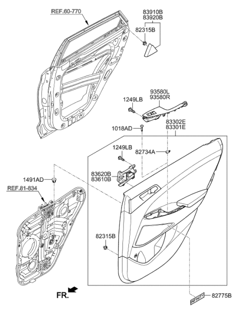 2014 Hyundai Santa Fe Sport Panel Assembly-Rear Door Trim, LH Diagram for 83307D3050TGG