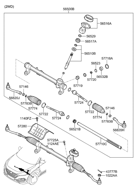 2021 Hyundai Tucson  End Assembly-Tie Rod, LH Diagram for 56820D3000