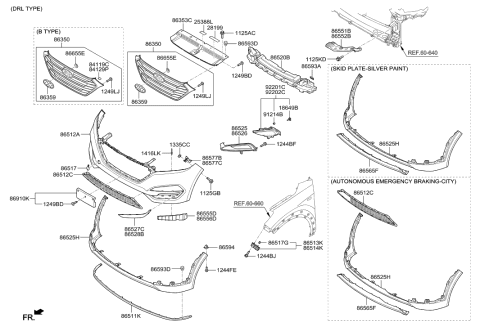 2020 Hyundai Sonata Hybrid  Cover-Front Fog Lamp Upper, LH Diagram for 86525D3000