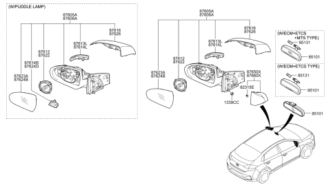 2023 Hyundai Santa Cruz Mirror Assembly-Rear View Inside Diagram for 851012V200
