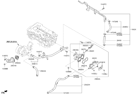 2015 Hyundai Azera  Gasket-Thermostat Housing Diagram for 2564203001