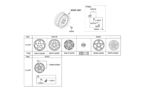 2023 Hyundai Santa Cruz  Wheel Center Cap Diagram for 52960L1100