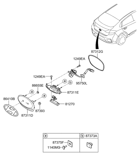 2015 Hyundai Azera Handle Assembly-Tail Gate Release Diagram for 81260G20104X