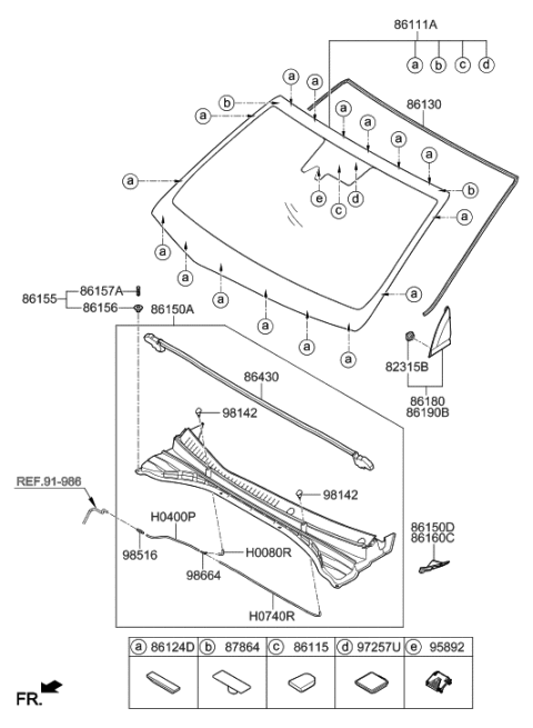 2023 Hyundai Genesis GV70  Weatherstrip-Hood Diagram for 86430G2000