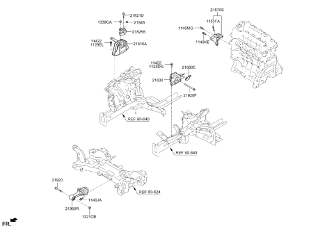 2015 Hyundai Azera Engine Mounting Bracket Assembly Diagram for 21810G2000