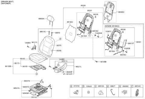2023 Hyundai Santa Cruz Front Left-Hand Seat Back Covering Assembly Diagram for 88360G2015WSC