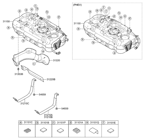 2023 Hyundai Santa Cruz  Pad-Fuel Tank Diagram for 31101G2200