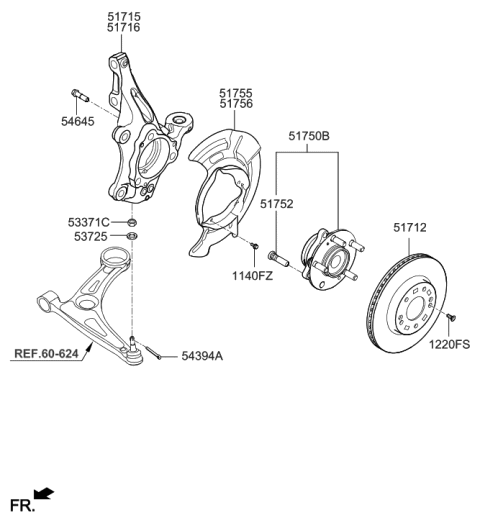 2023 Hyundai Genesis GV70  Knuckle-Front Axle, RH Diagram for 51711G2000