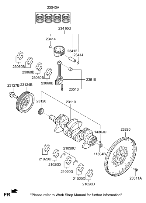 2015 Hyundai Azera  Bearing Pair Set-CRK/SHF Diagram for 2102008000