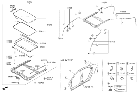 2023 Hyundai Santa Cruz  Spring Base Assembly-Sunroof, RH Diagram for 81697G2000