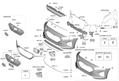 2015 Hyundai Azera  Ultrasonic Sensor Assembly-FBWS Diagram for 95720F2000A5G