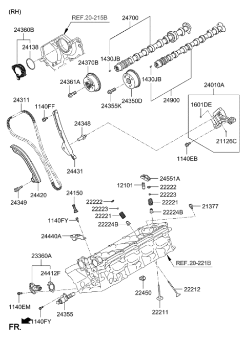 2010 Hyundai Elantra Touring  Cam To Cam Guide Diagram for 244403F400