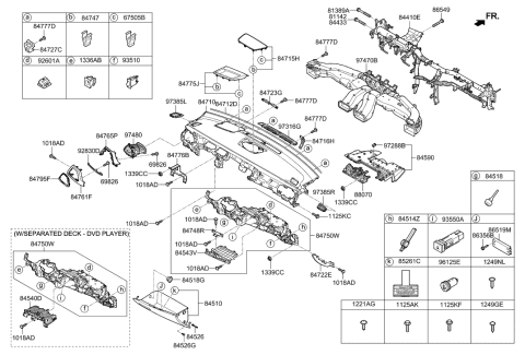 2011 Hyundai Elantra Touring  Blanking Cover-D.V.D Player Diagram for 84543D2000NNB
