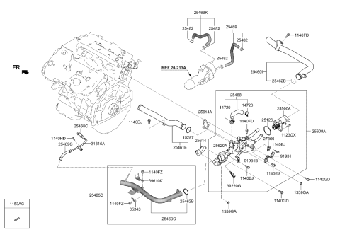 2012 Hyundai Elantra Touring  Housing Assembly-THERMOSTAT Diagram for 256203FAA1