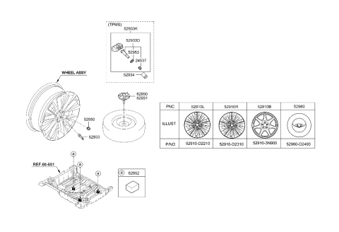 2011 Hyundai Elantra Touring  Aluminium Wheel Assembly Diagram for 529103N900