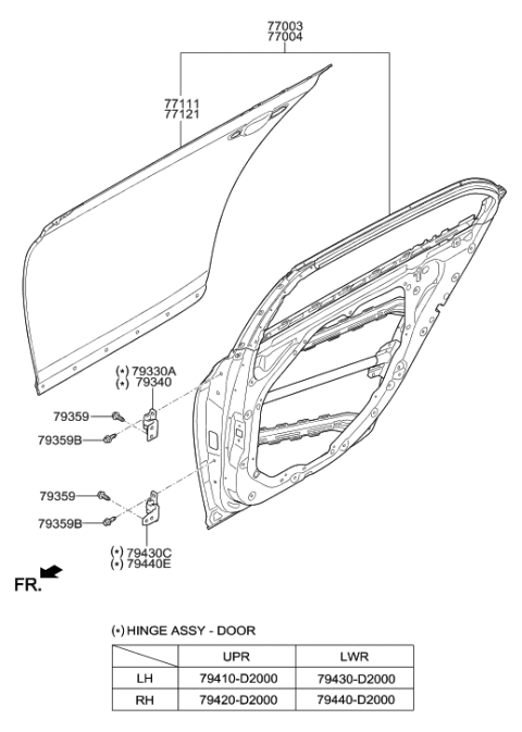 2012 Hyundai Elantra Touring  Hinge Assembly-Rear Door Lower, LH Diagram for 79430D2000
