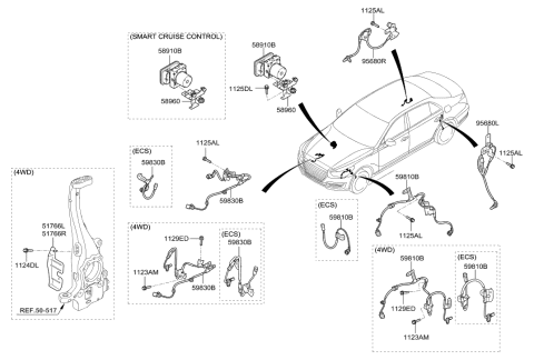 2011 Hyundai Elantra Touring  Sensor Assembly-Abs Real Wheel , LH Diagram for 59910D2000