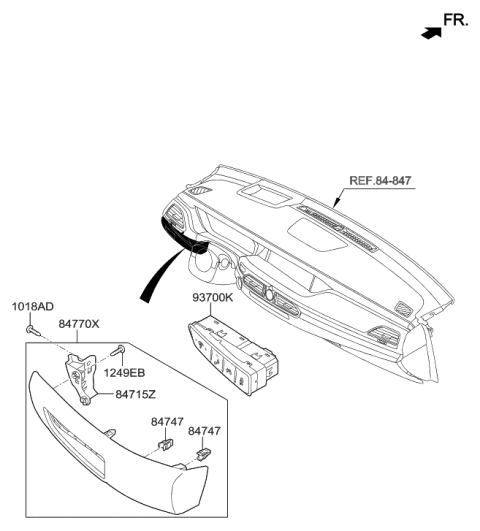 2012 Hyundai Elantra Touring  Bracket-Crash Pad Center Mounting Diagram for 84763D2000