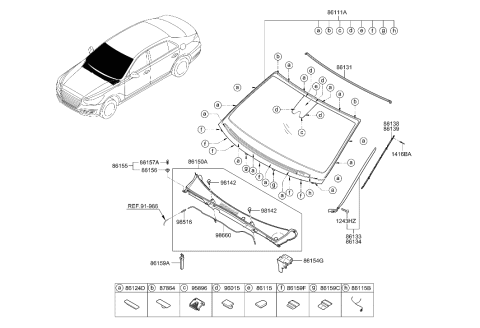 2010 Hyundai Elantra Touring  Moulding-Windshield, Upper Diagram for 86130D2000