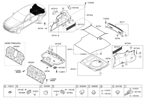 2012 Hyundai Elantra Touring  Trim Assembly-Luggage Side RH Diagram for 85740D2100NNB
