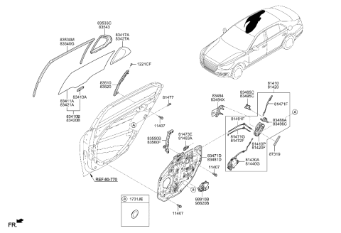 2011 Hyundai Elantra Touring  Weatherstrip-Rear Door Fixed Glass LH Diagram for 83533D2000