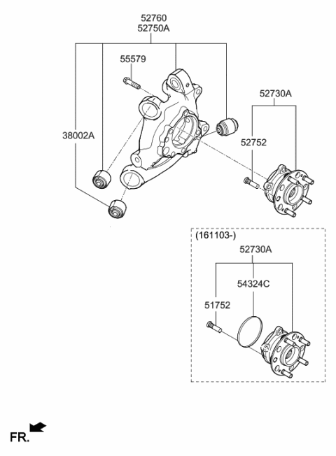 2011 Hyundai Elantra Touring  Carrier Assembly-Rear Axle, LH Diagram for 52710D2000
