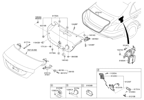 2011 Hyundai Elantra Touring  Power Tail Gate Power Latch Assembly Diagram for 81230D2010